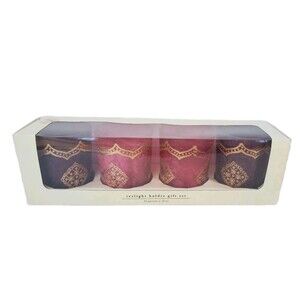 Pier 1 Tealight Votive Candle Holder Gift Set Pink Purple Gold Accent Boho NEW